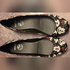 Melissa Black Minnie Mouse Print Women's Flats
